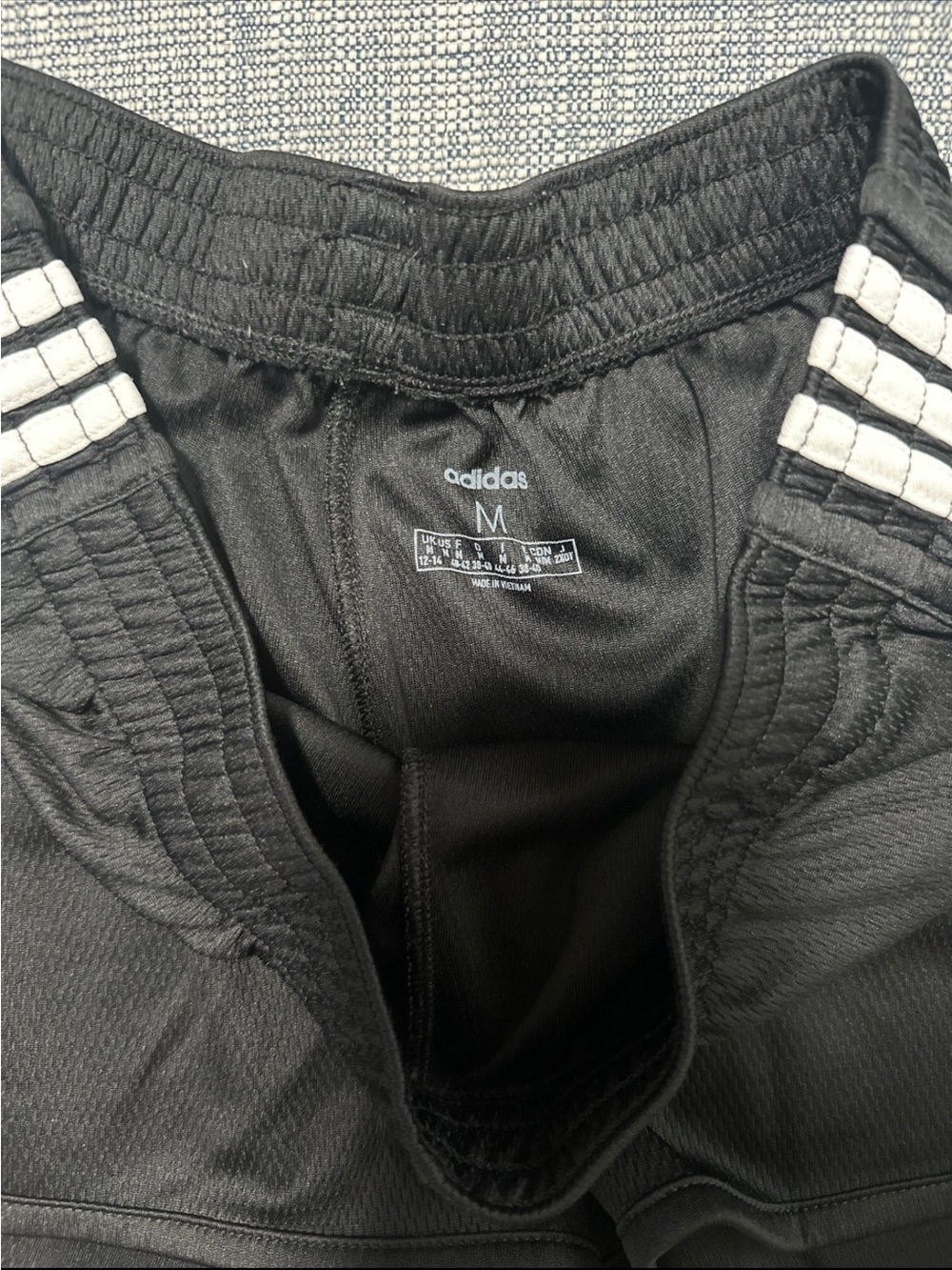 adidas Black Athletic Shorts with White 3-Stripes - Picture 2 of 3